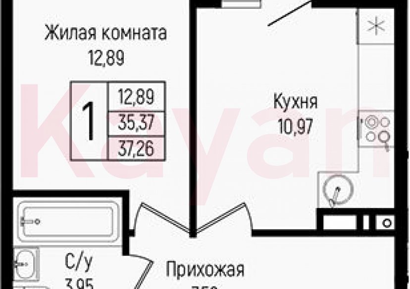 Продажа 1-комн. квартиры, 35.37 кв.м фото 0