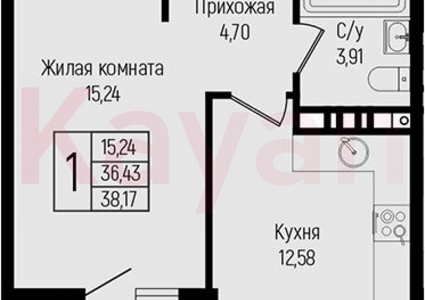 Продажа 1-комн. квартиры, 36.43 кв.м фото 0