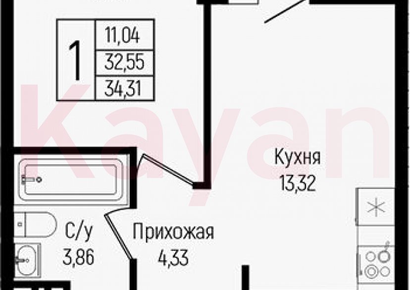 Продажа 1-комн. квартиры, 32.55 кв.м фото 0