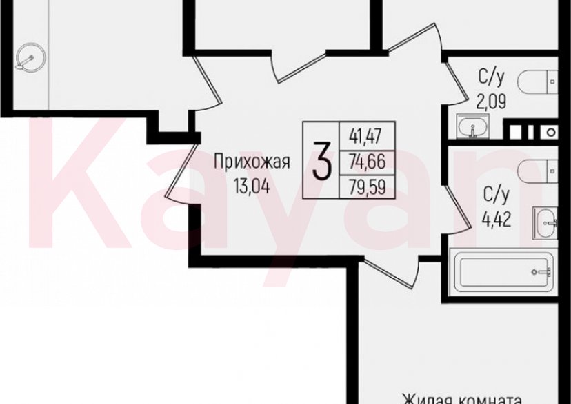 Продажа 3-комн. квартиры, 74.66 кв.м фото 0