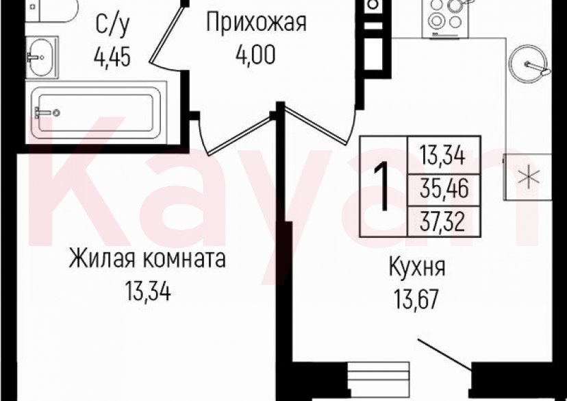 Продажа 1-комн. квартиры, 35.46 кв.м фото 0