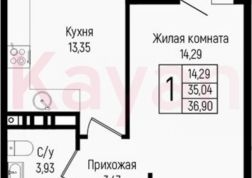 Продажа 1-комн. квартиры, 35.04 кв.м фото 0