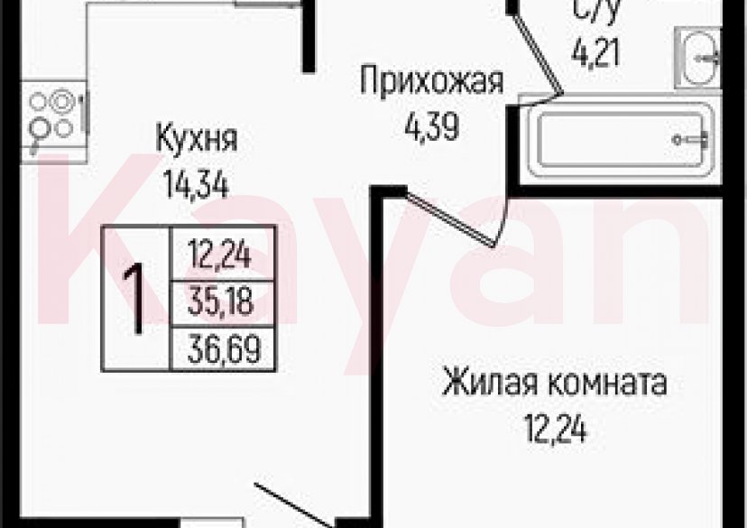 Продажа 1-комн. квартиры, 35.18 кв.м фото 0