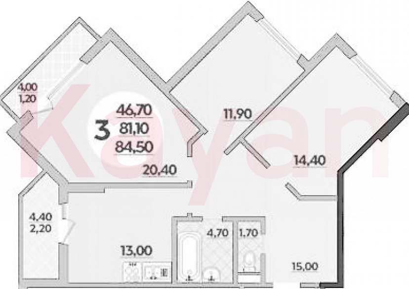 Продажа 3-комн. квартиры, 80.6 кв.м фото 0
