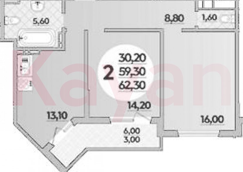 Продажа 2-комн. квартиры, 59 кв.м фото 0