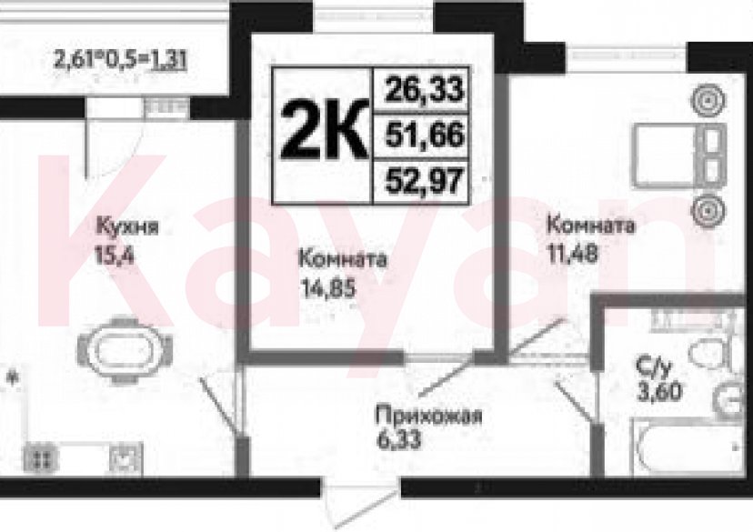 Продажа 2-комн. квартиры, 51.66 кв.м фото 0 Продажа 2-комн. квартиры, 51.66 кв.м фото 0